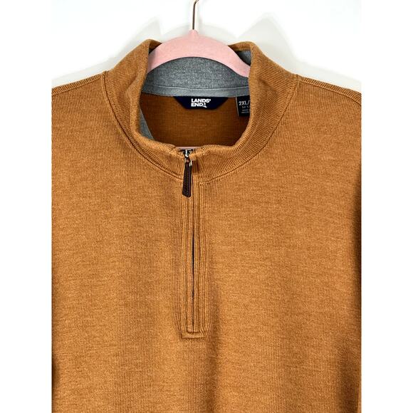 Mens Lands End Burnt Orange Half Zip Up Moc Turtleneck Pullover Sweater Size 2XL - Picture 2 of 9